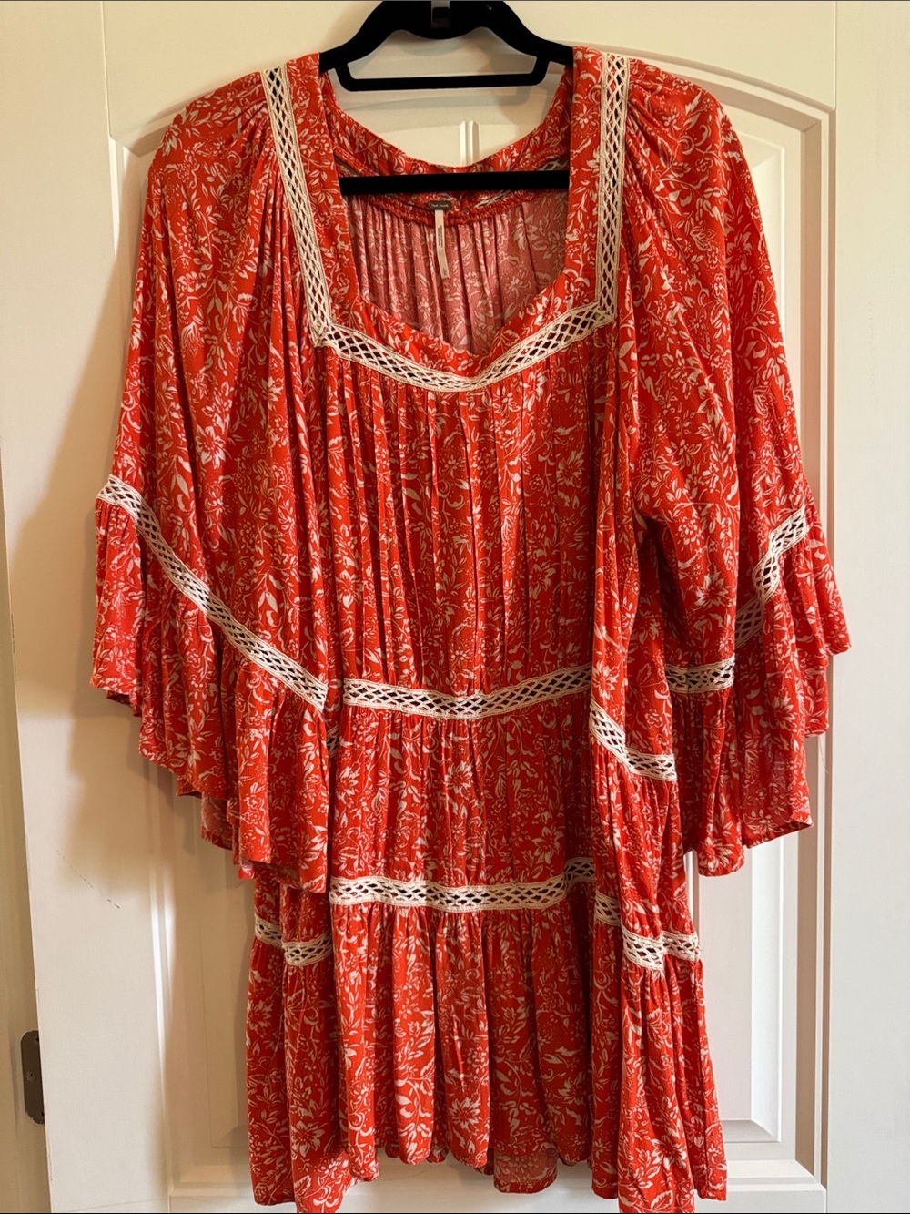 Free People Orange and White Floral Peasant Top item 115